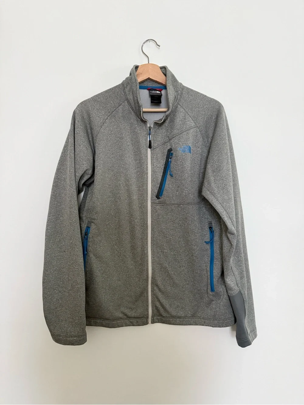 The North Face Grey Softshell Jacket with Blue Zips